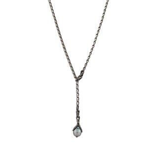 JOHN HARDY PEARL & DIAMOND STERLING SILVER 925 BAMBOO LAVALIER NECKLACE